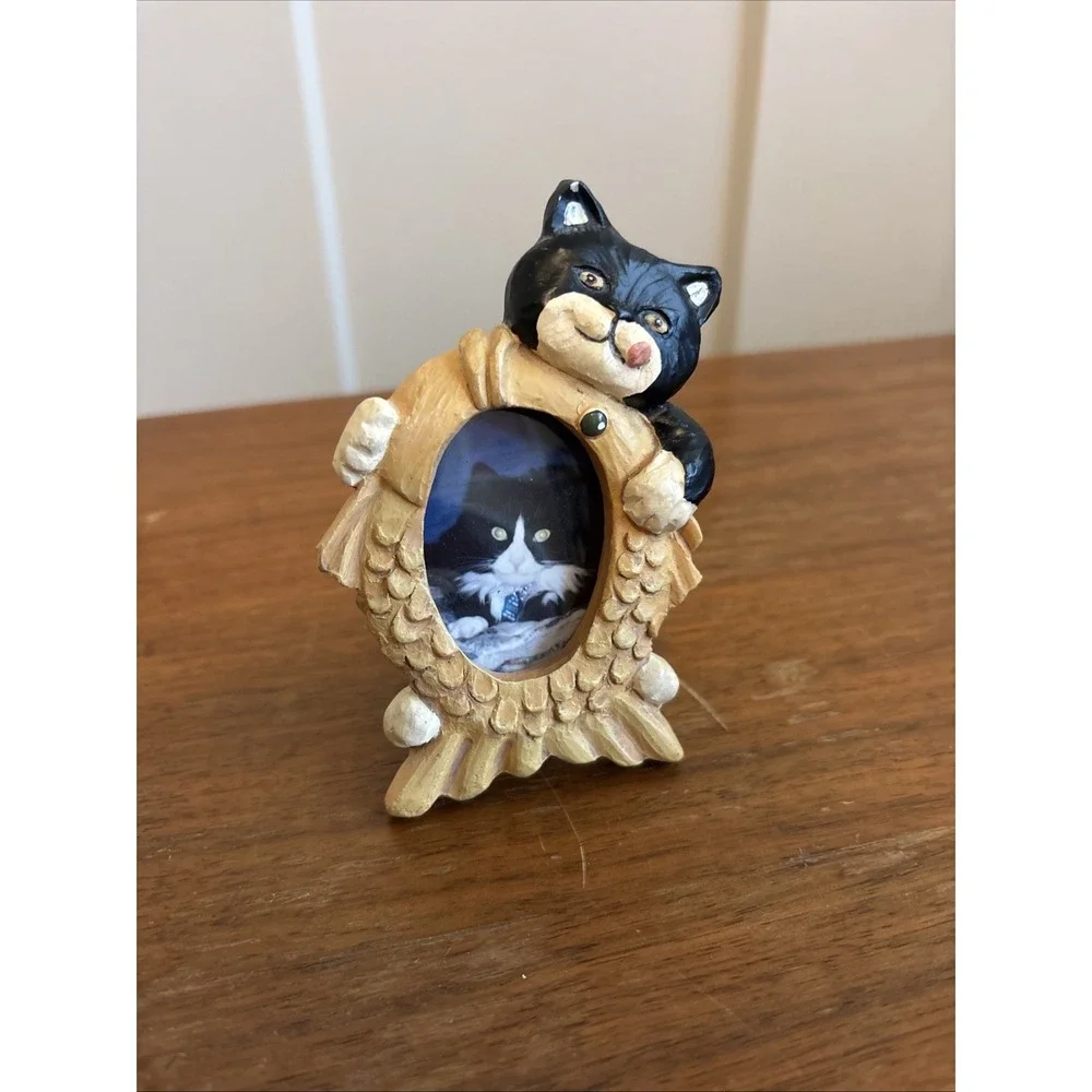 Black Cat With Fish Vintage Figi Graphics 1995 Wallet Picture Frame Whittle